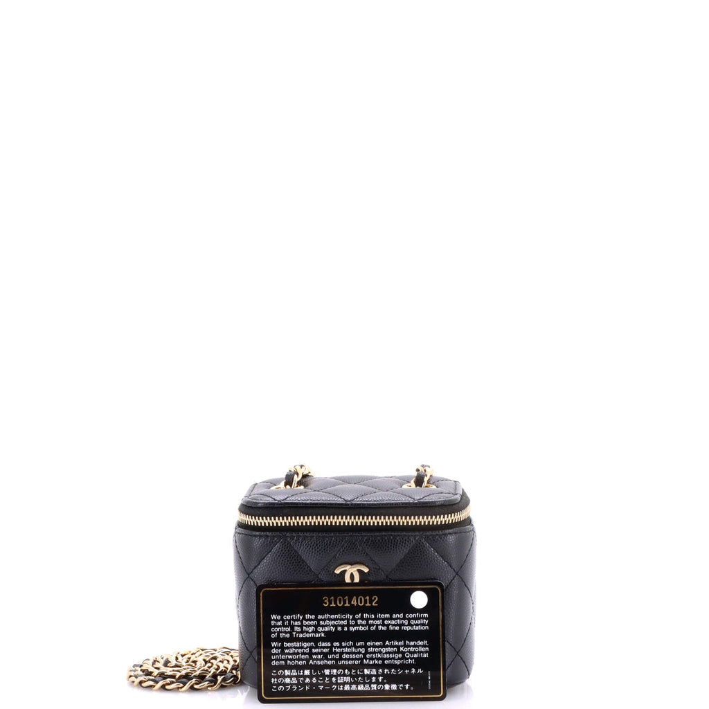 Classic Vanity Case with Chain Quilted Caviar Mini