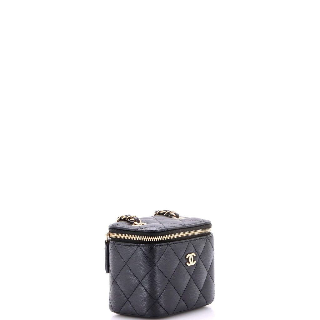 Classic Vanity Case with Chain Quilted Caviar Mini