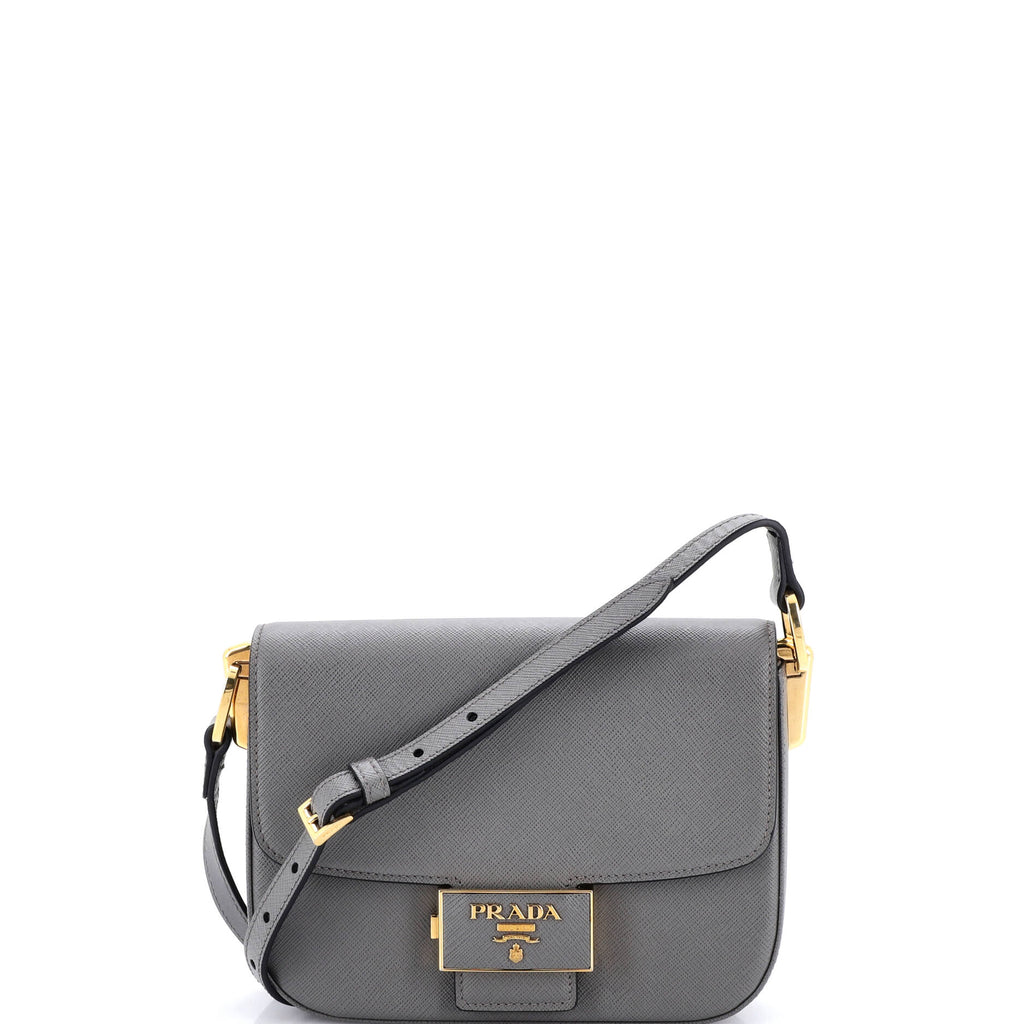 Embleme Flap Bag Saffiano Leather Small