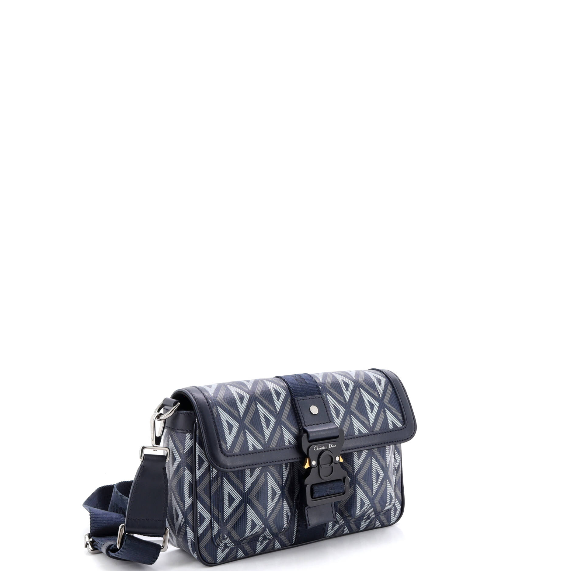 Hit the Road Flap Crossbody Bag CD Diamond Coated Canvas and Leather Small