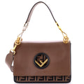 Kan I F Shoulder Bag Leather with Zucca Embossed Detail Medium