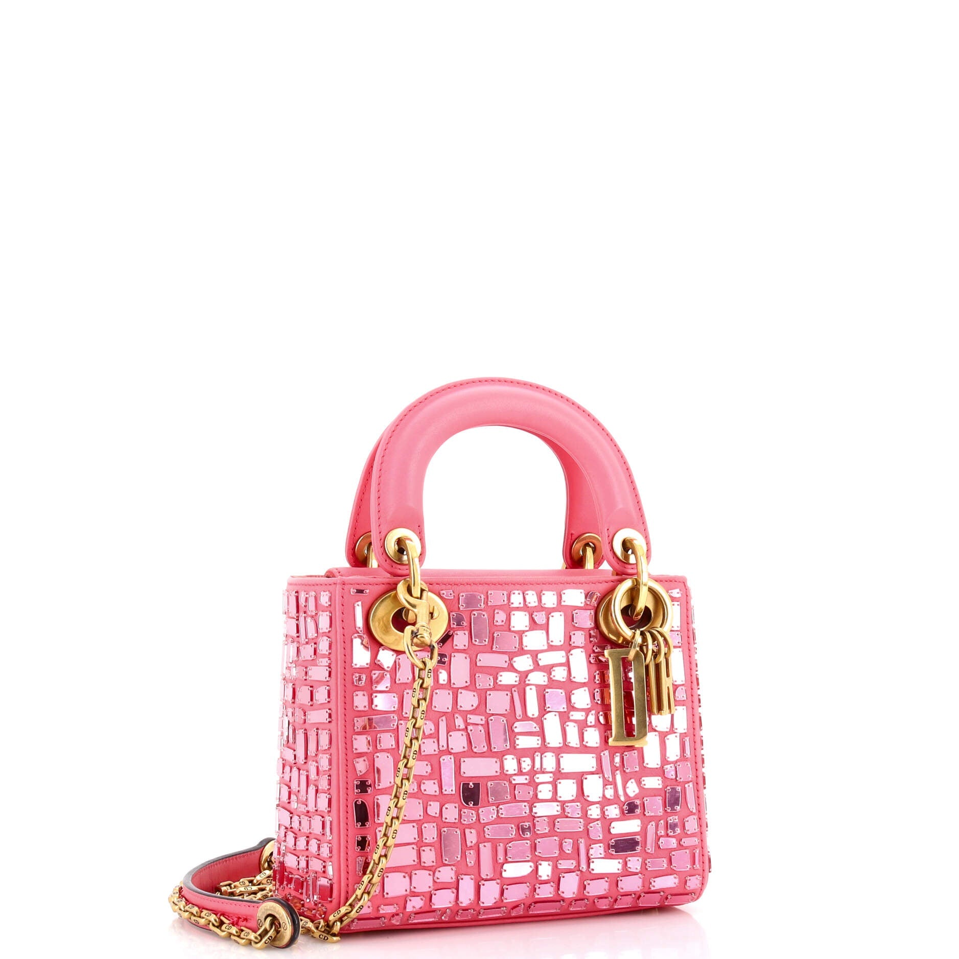 Lady Dior Chain Bag Leather and Mirror Mosaic Mini