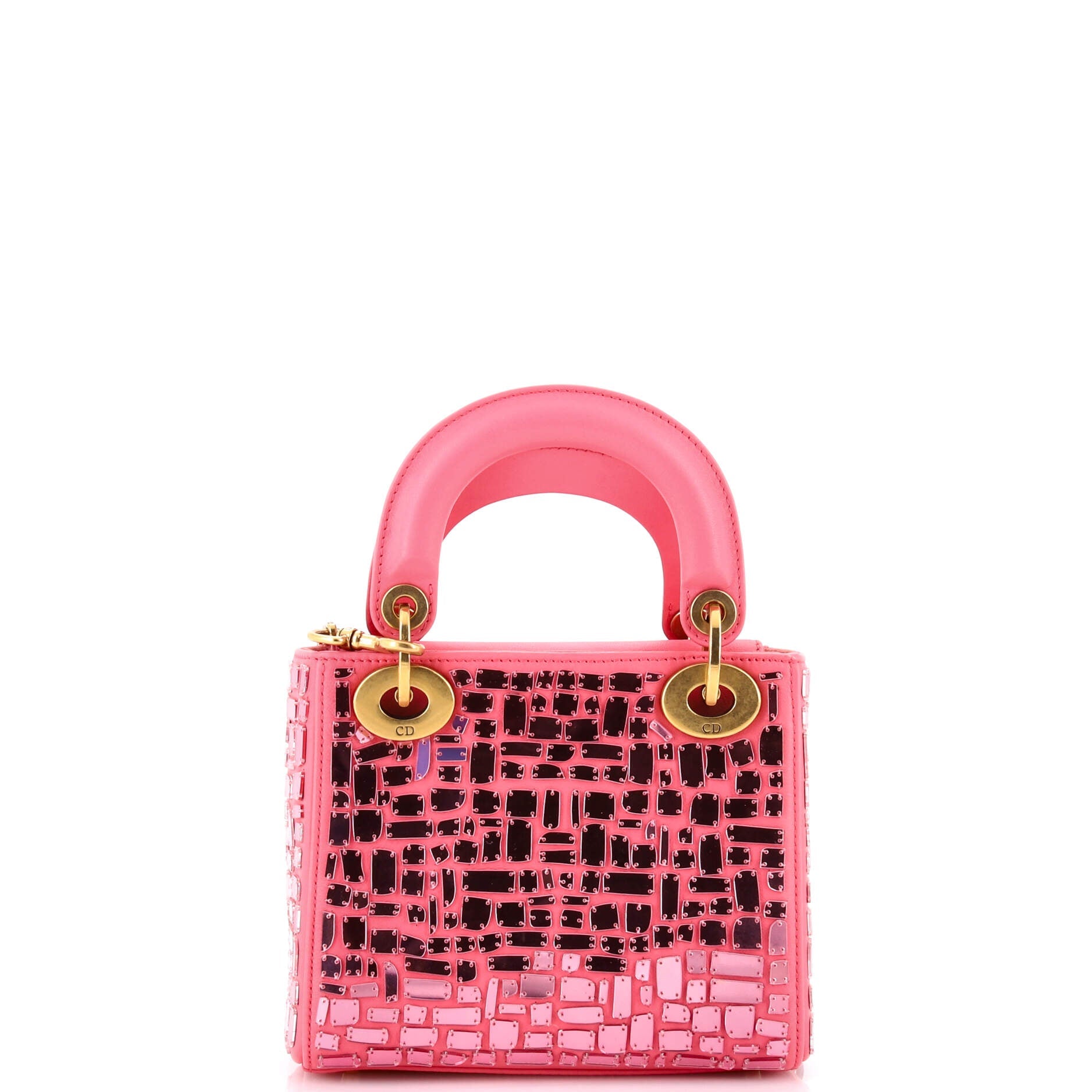 Lady Dior Chain Bag Leather and Mirror Mosaic Mini