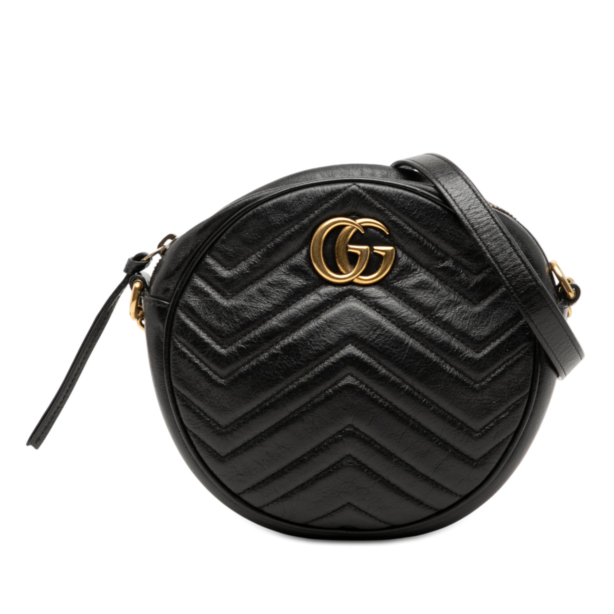 GG Marmont Round Shoulder Bag Matelasse Leather Mini