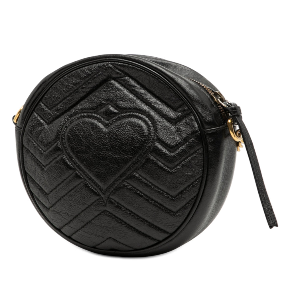 GG Marmont Round Shoulder Bag Matelasse Leather Mini