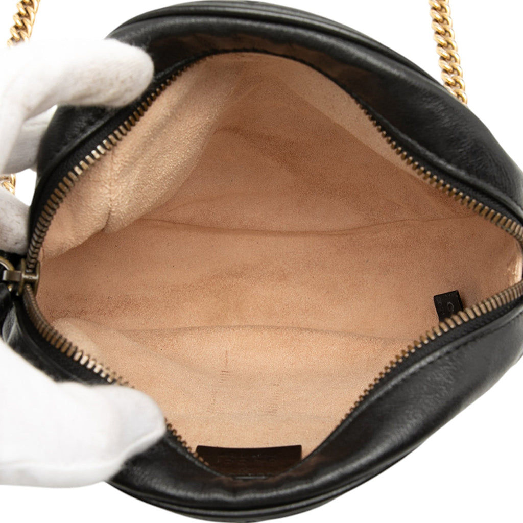 GG Marmont Round Shoulder Bag Matelasse Leather Mini