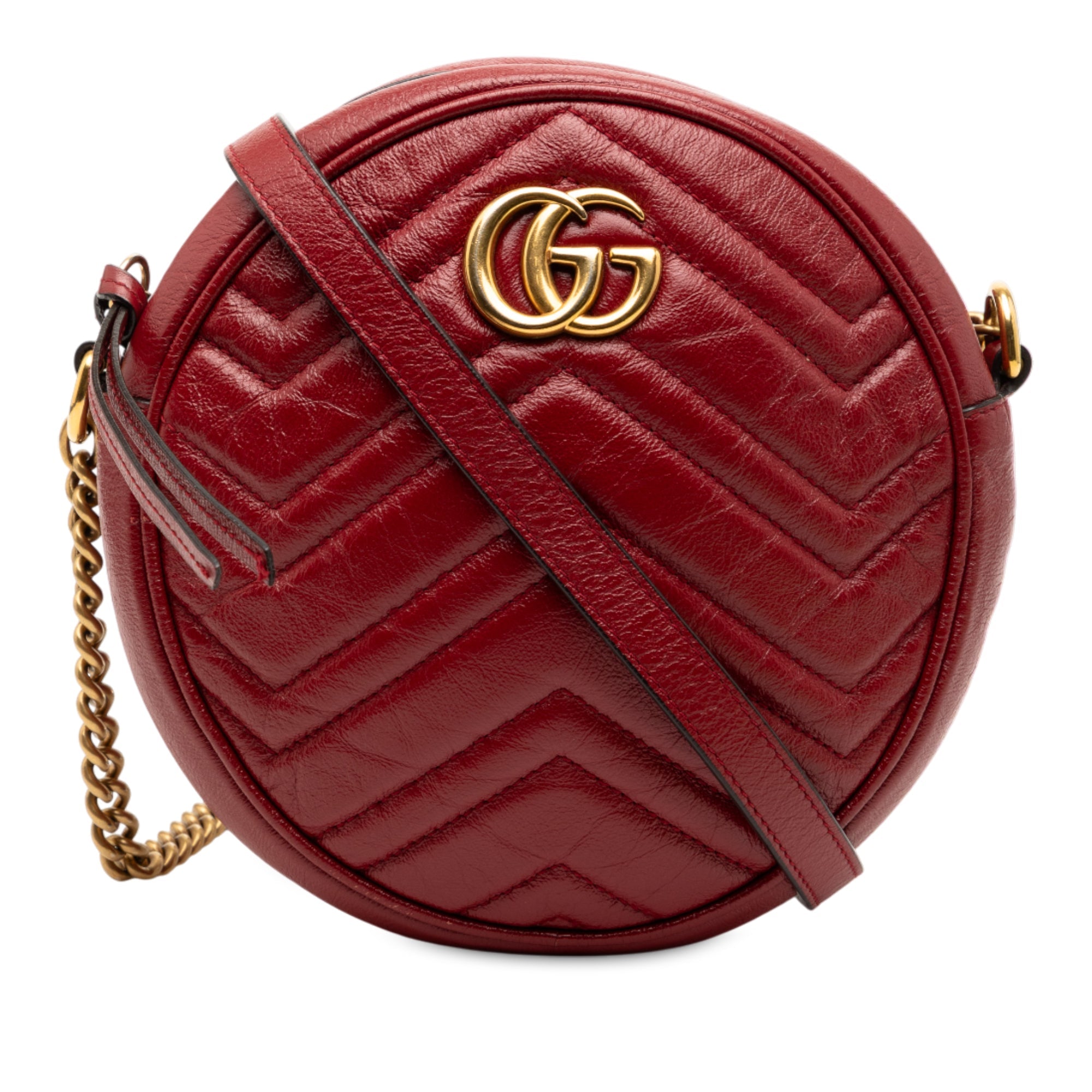 GG Marmont Round Shoulder Bag Matelasse Leather Mini