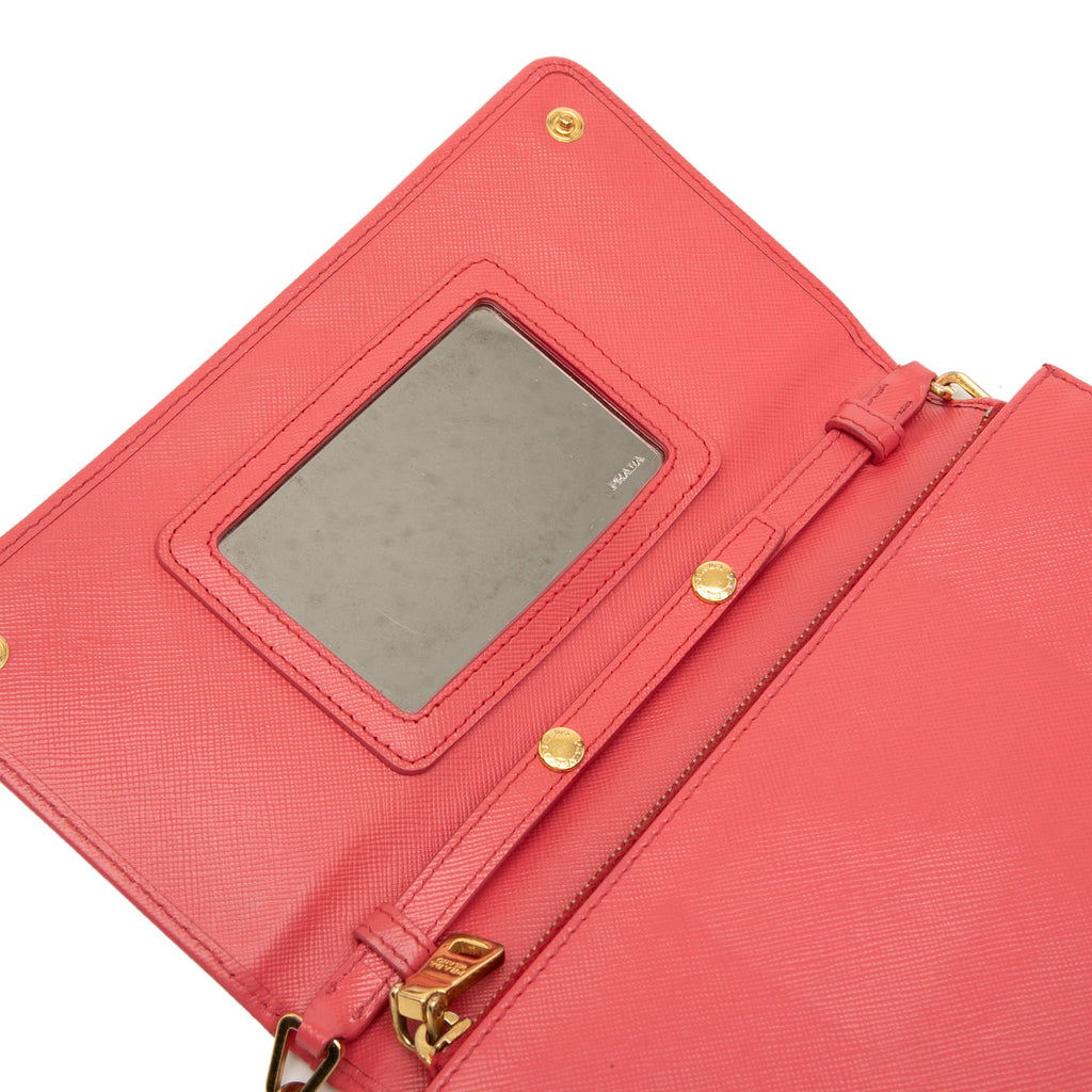 Chain Wallet Crossbody Saffiano Leather