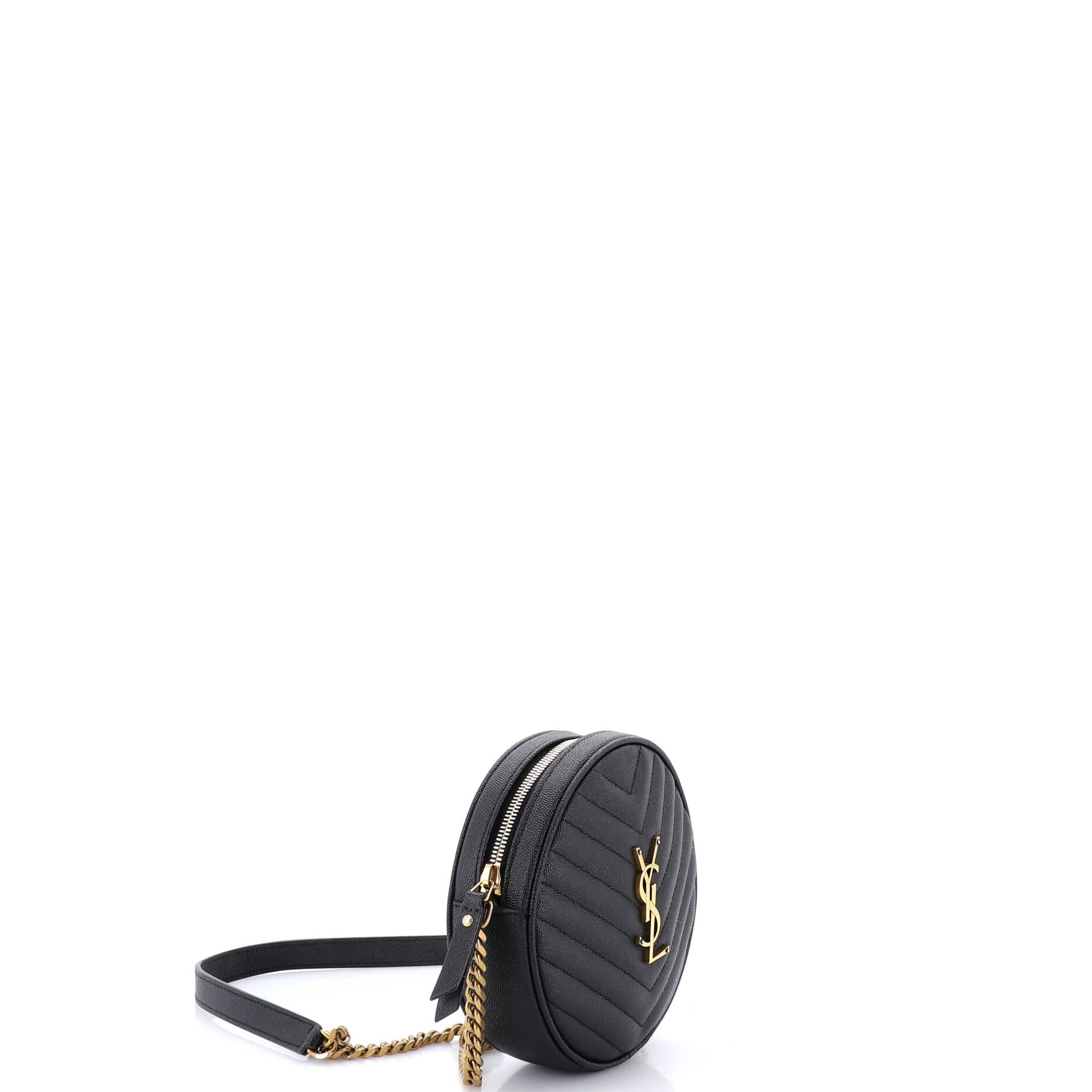Vinyle Round Camera Bag Matelasse Chevron Leather