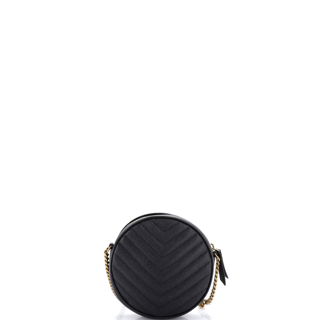 Vinyle Round Camera Bag Matelasse Chevron Leather