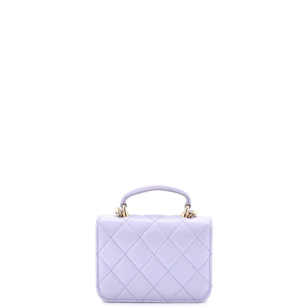 Top Handle Flap Coin Purse with Chain Quilted Lambskin