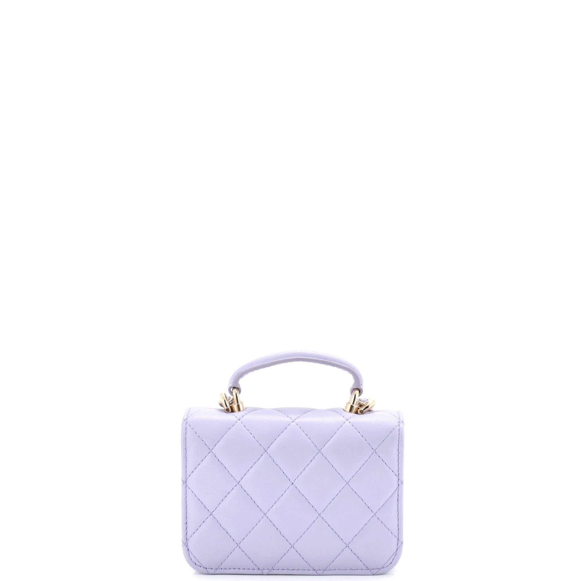 Top Handle Flap Coin Purse with Chain Quilted Lambskin