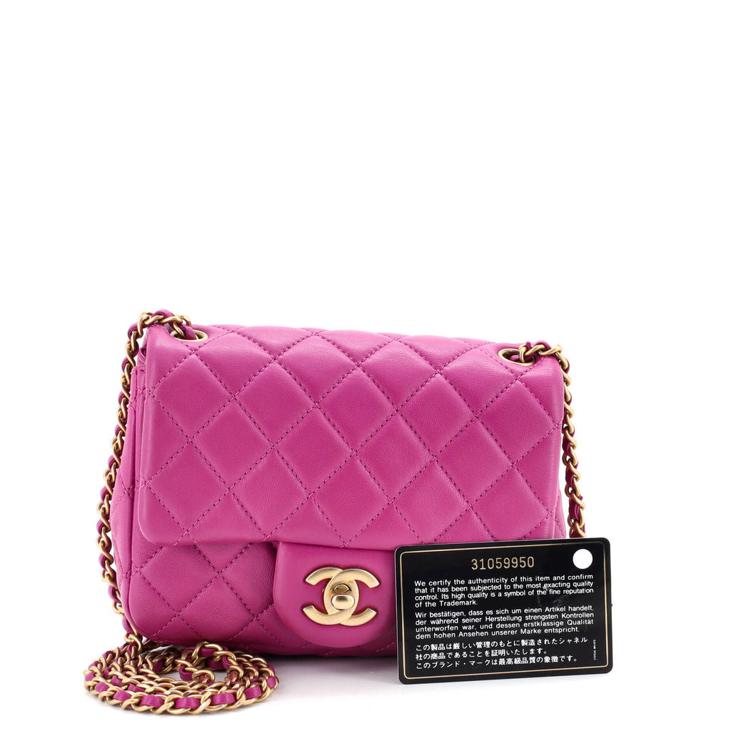 Pearl Crush Square Flap Bag Quilted Lambskin Mini
