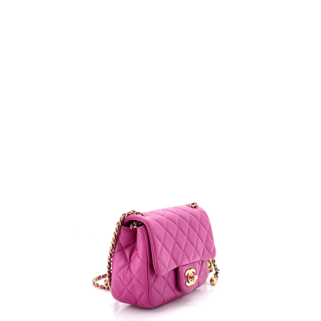 Pearl Crush Square Flap Bag Quilted Lambskin Mini