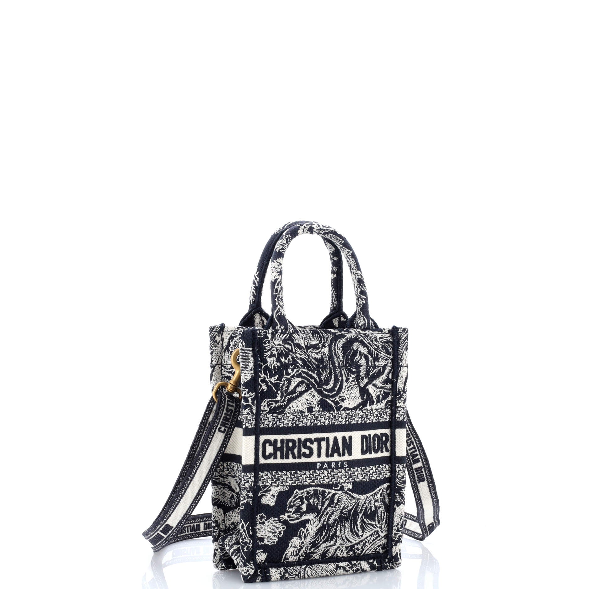 Book Tote Phone Bag Embroidered Canvas Mini