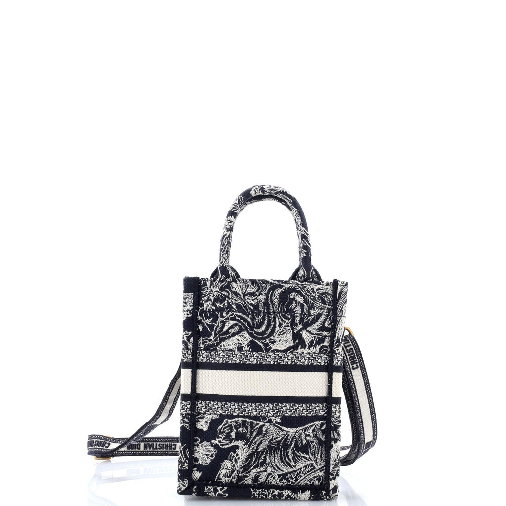 Book Tote Phone Bag Embroidered Canvas Mini