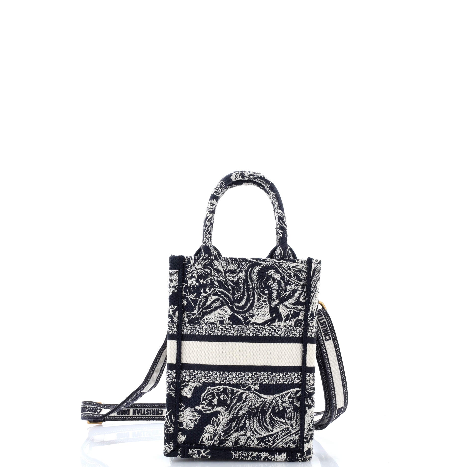 Book Tote Phone Bag Embroidered Canvas Mini