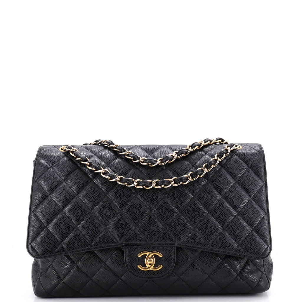 Classic Single Flap Bag Quilted Caviar Maxi