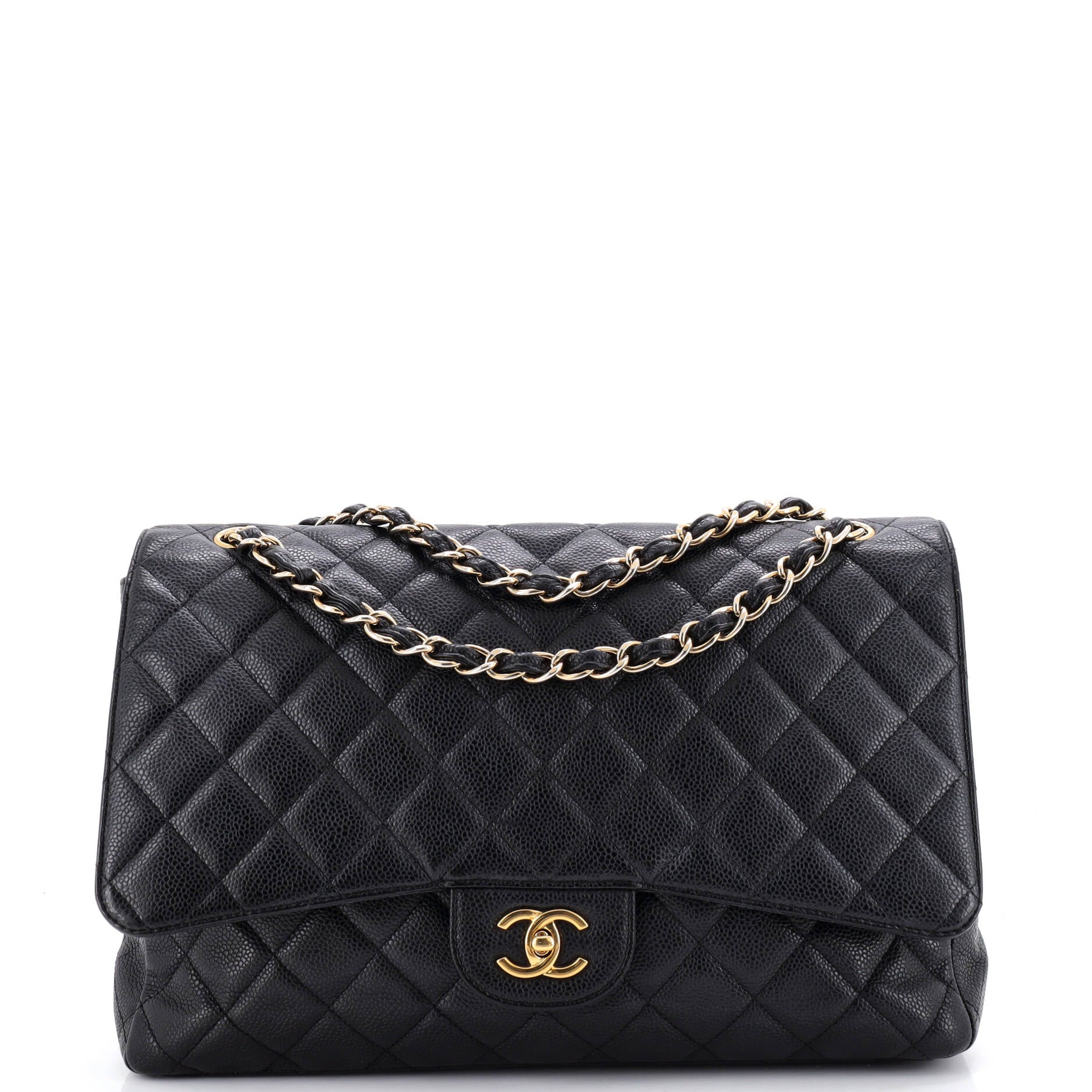 Classic Single Flap Bag Quilted Caviar Maxi