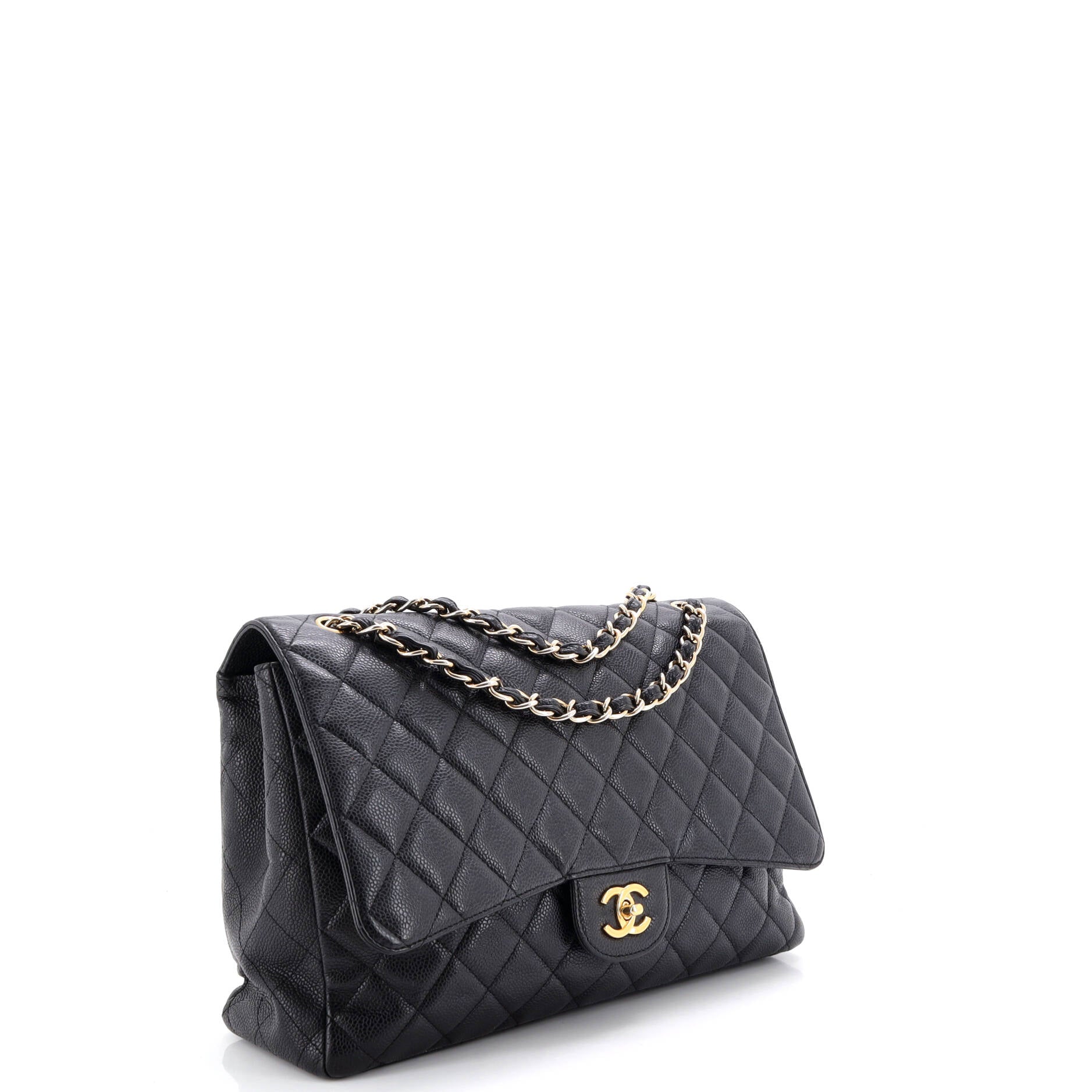 Classic Single Flap Bag Quilted Caviar Maxi