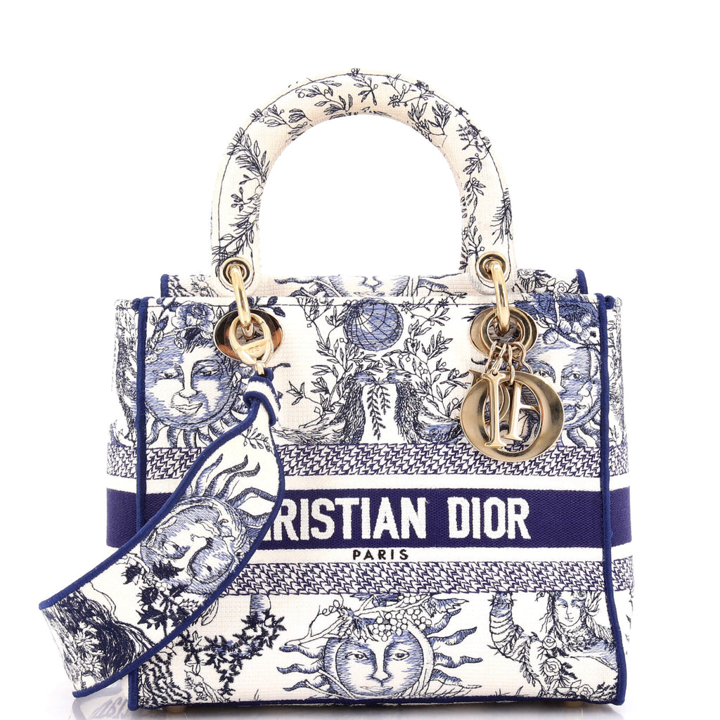 Lady D-Lite Bag Embroidered Canvas Medium