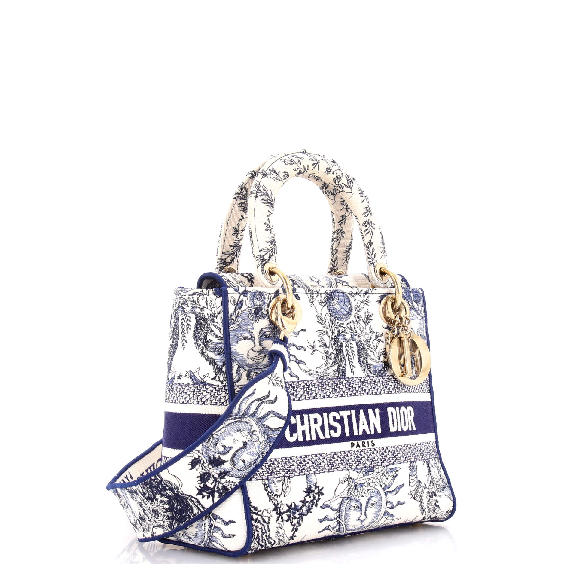 Lady D-Lite Bag Embroidered Canvas Medium