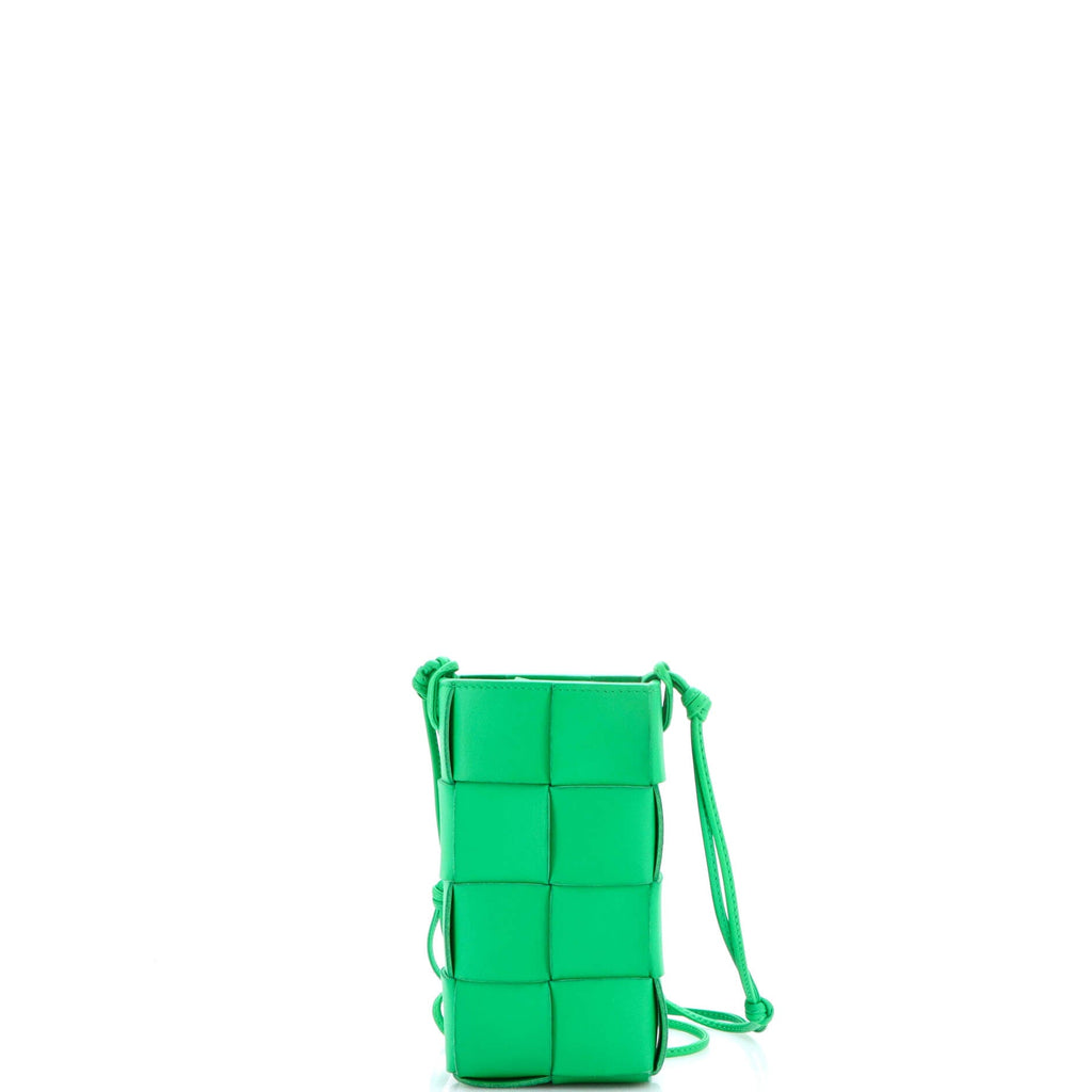 Cassette Phone Holder Crossbody Bag Maxi Intrecciato Leather Mini
