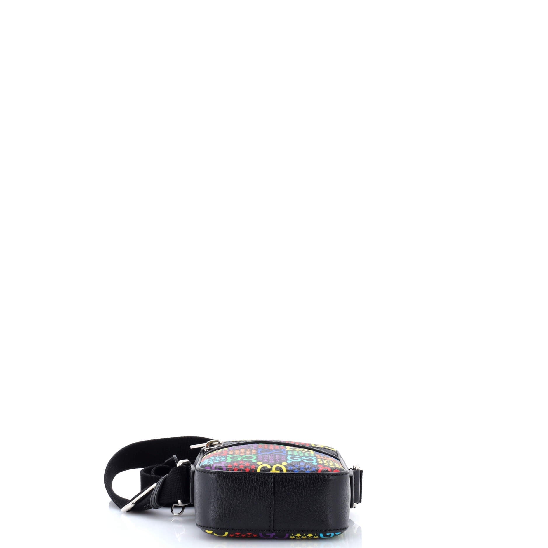 Front Zip Messenger Bag Psychedelic Print GG Coated Canvas Mini