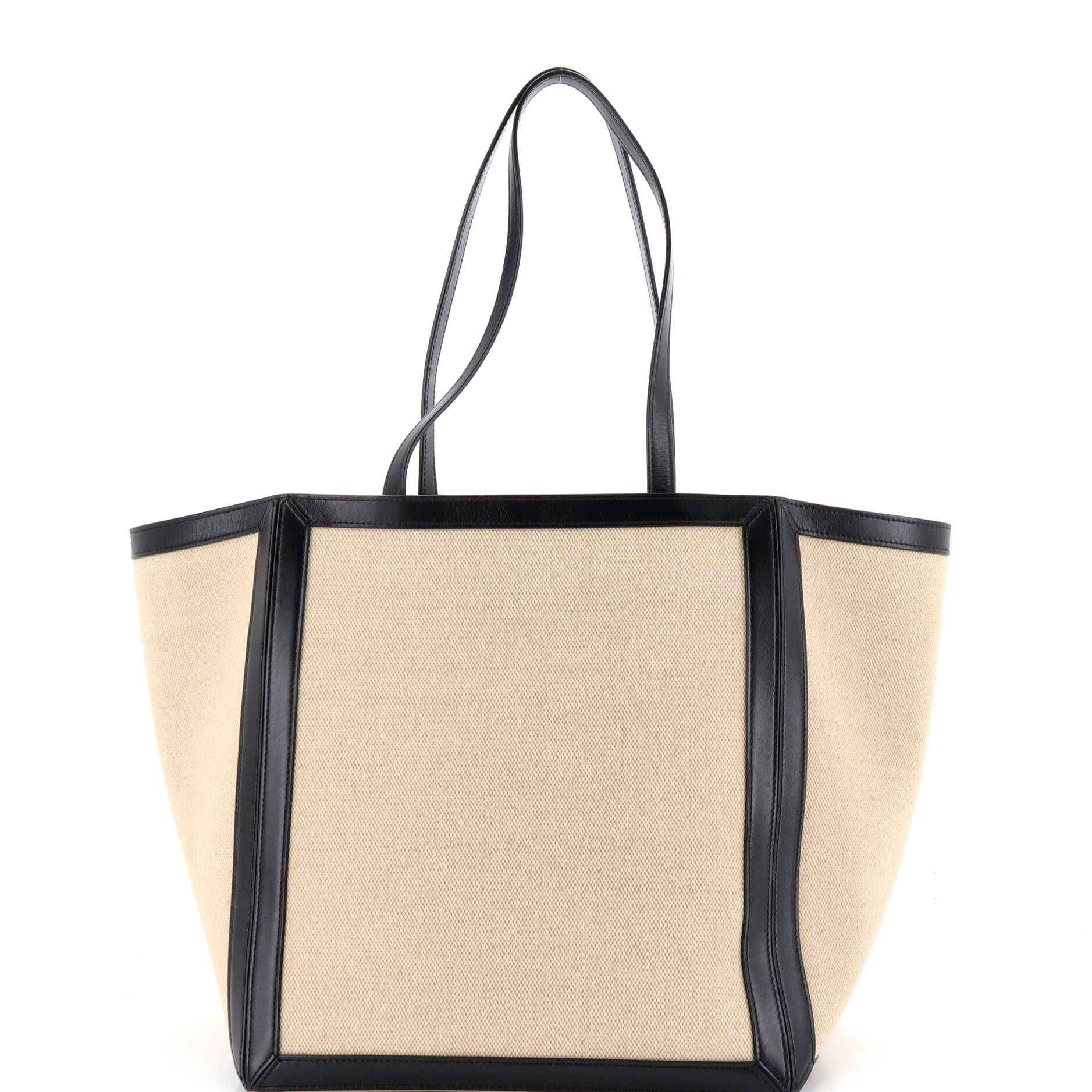 Vertical Square Cabas Tote Canvas with Leather Large
