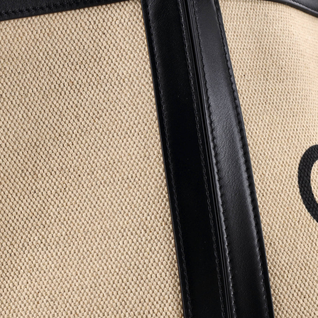 Vertical Square Cabas Tote Canvas with Leather Large