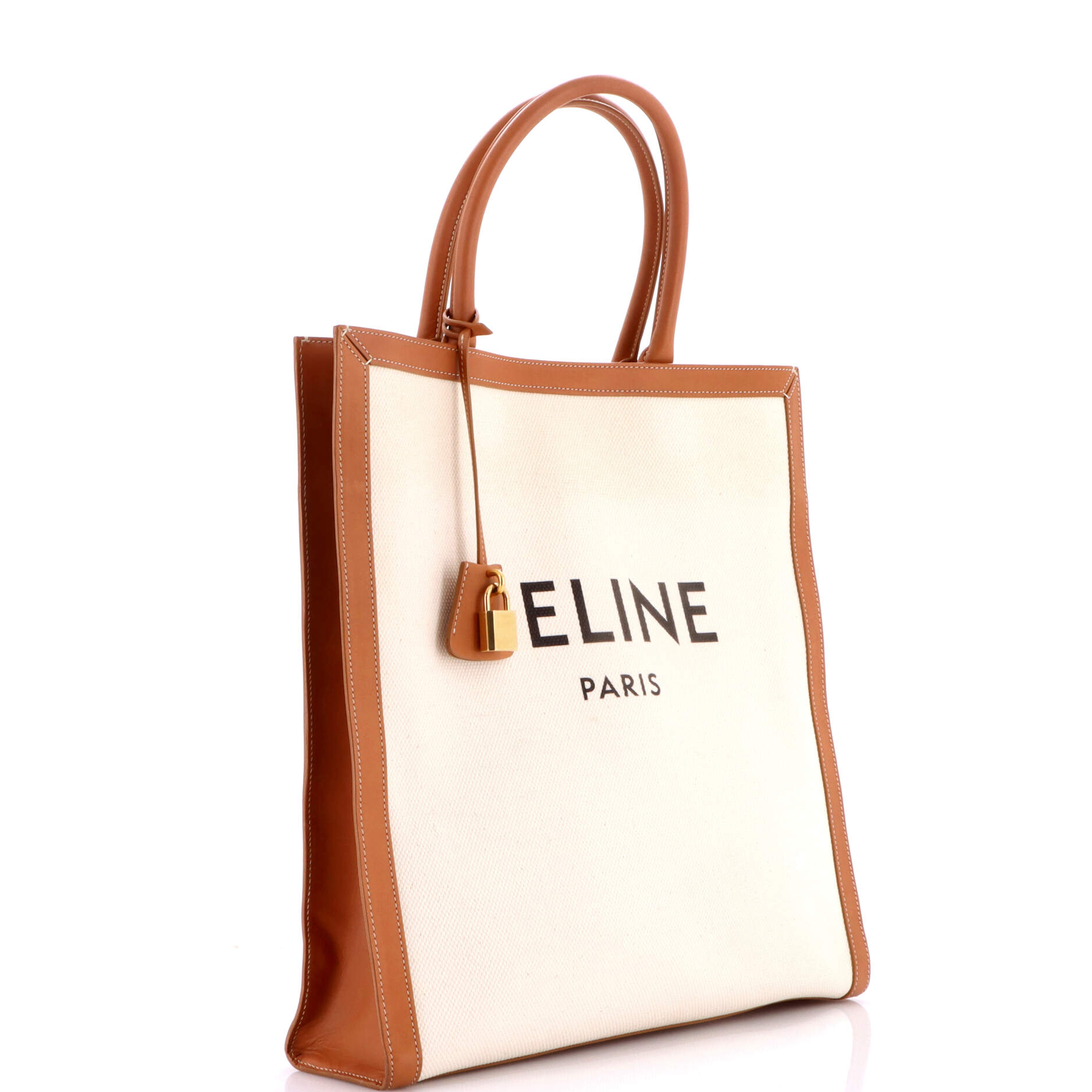 Vertical Cabas Tote Canvas with Leather Large