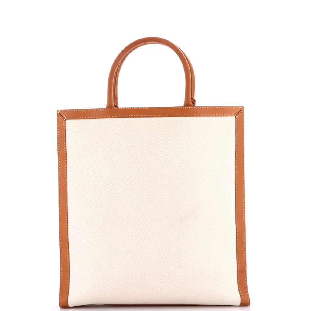 Vertical Cabas Tote Canvas with Leather Large