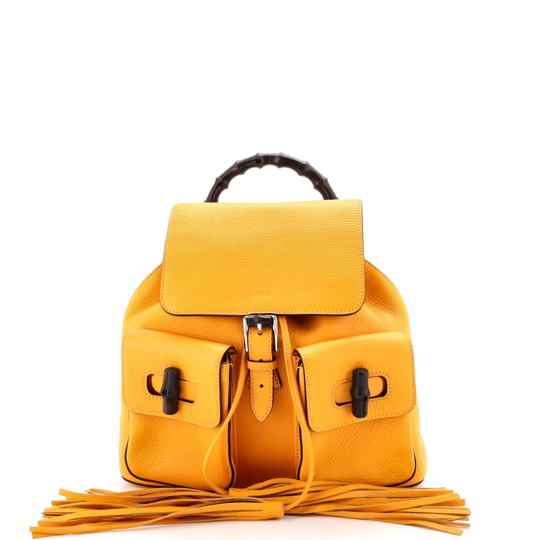 Bamboo Tassel Backpack Leather Medium