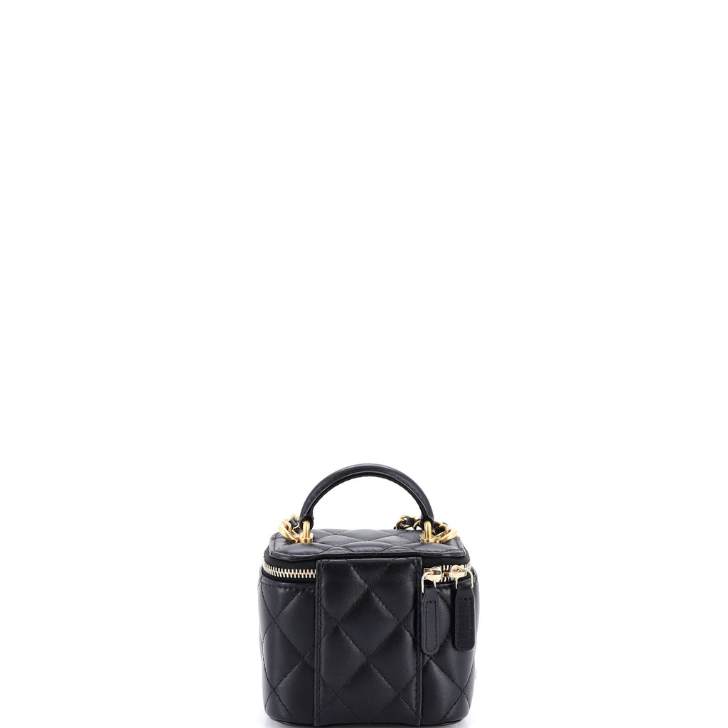 Classic Top Handle Vanity Case with Chain Quilted Lambskin Mini