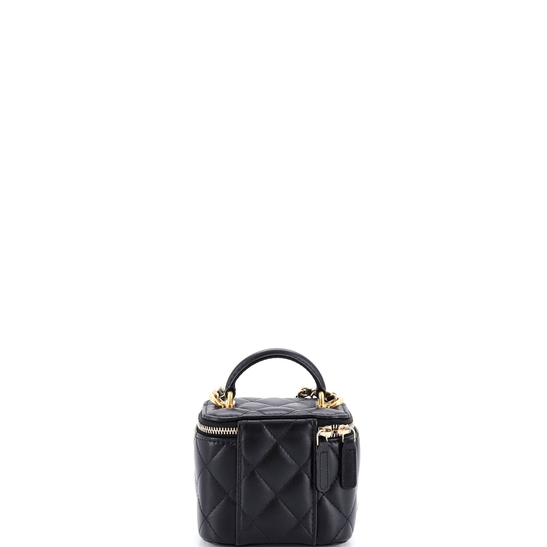 Classic Top Handle Vanity Case with Chain Quilted Lambskin Mini