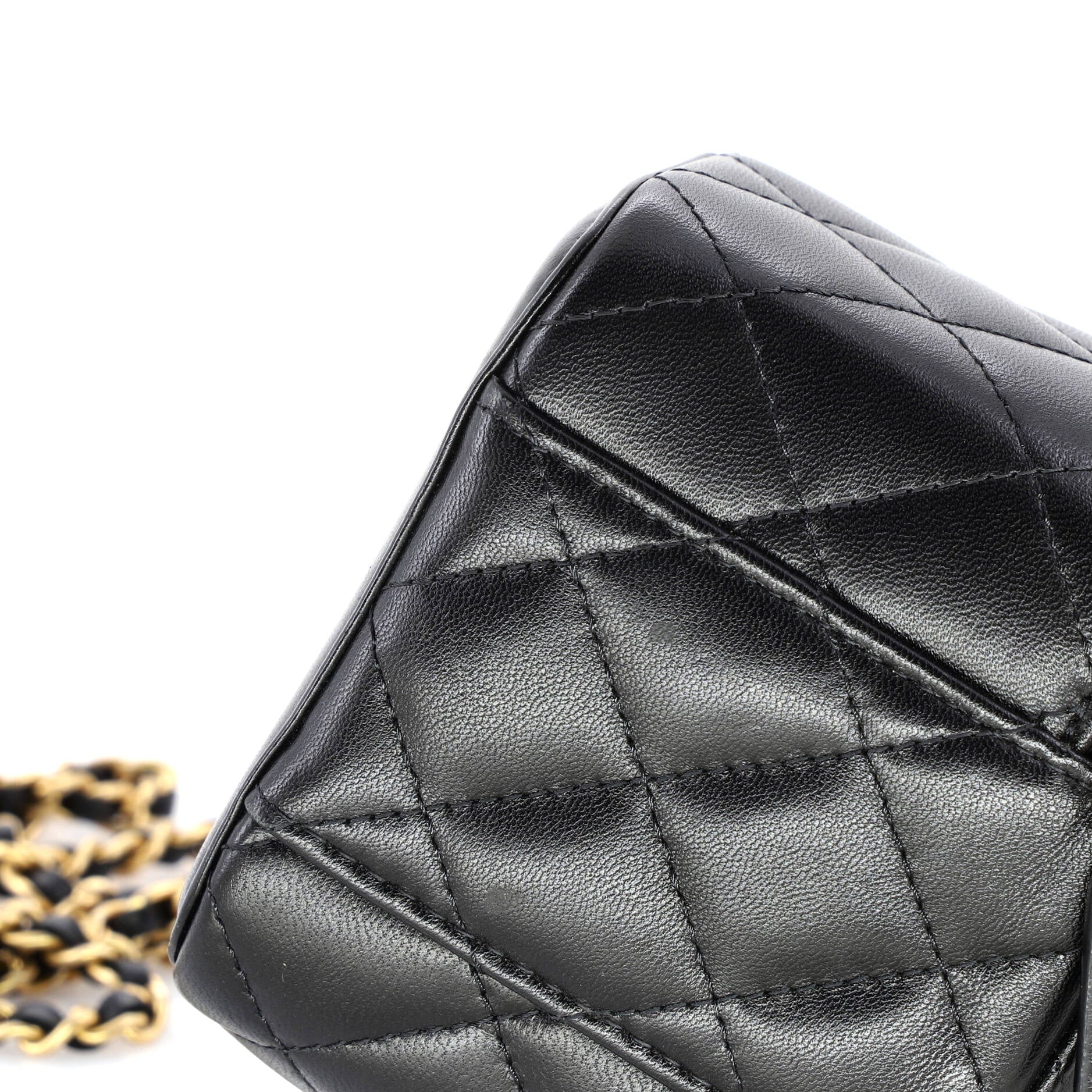Classic Top Handle Vanity Case with Chain Quilted Lambskin Mini