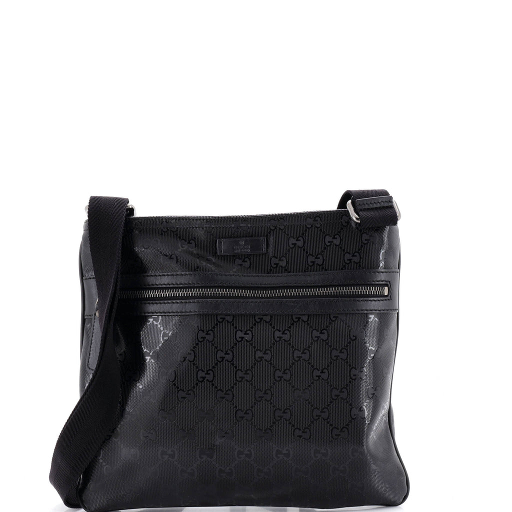 Front Zip Flat Messenger Bag GG Imprime Medium