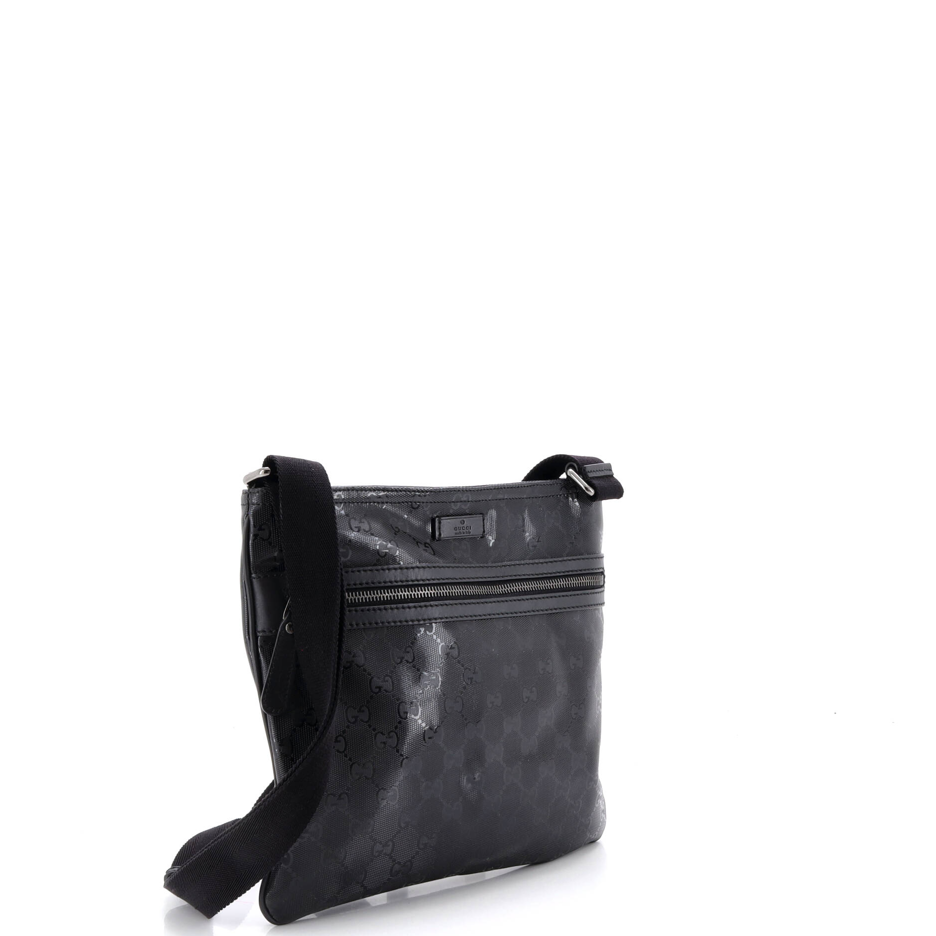 Front Zip Flat Messenger Bag GG Imprime Medium