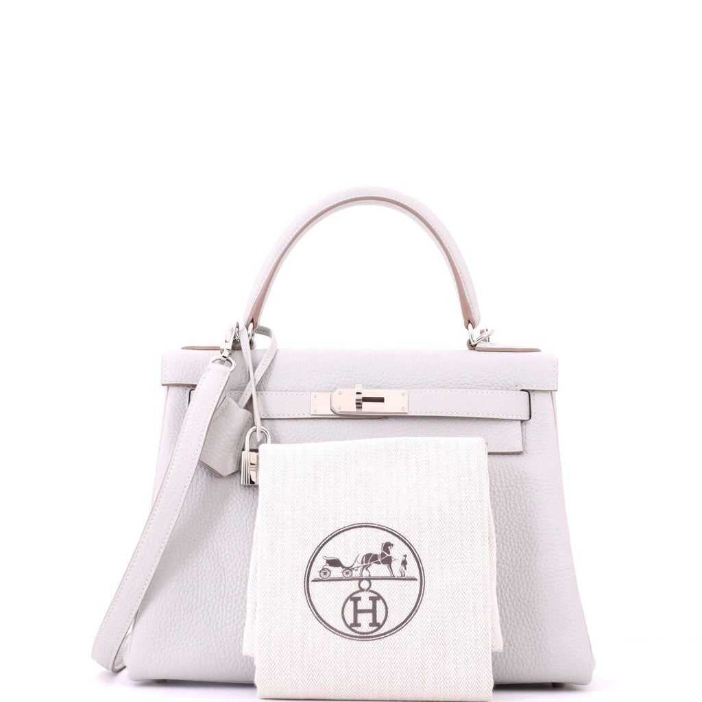 Kelly Handbag Grey Clemence with Palladium Hardware 28