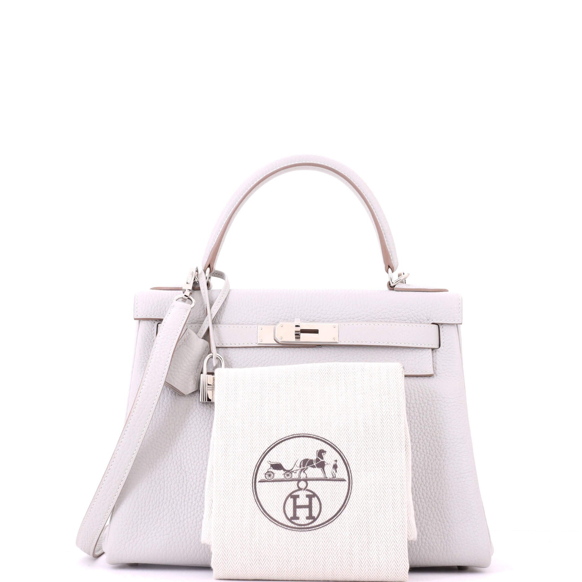 Kelly Handbag Grey Clemence with Palladium Hardware 28