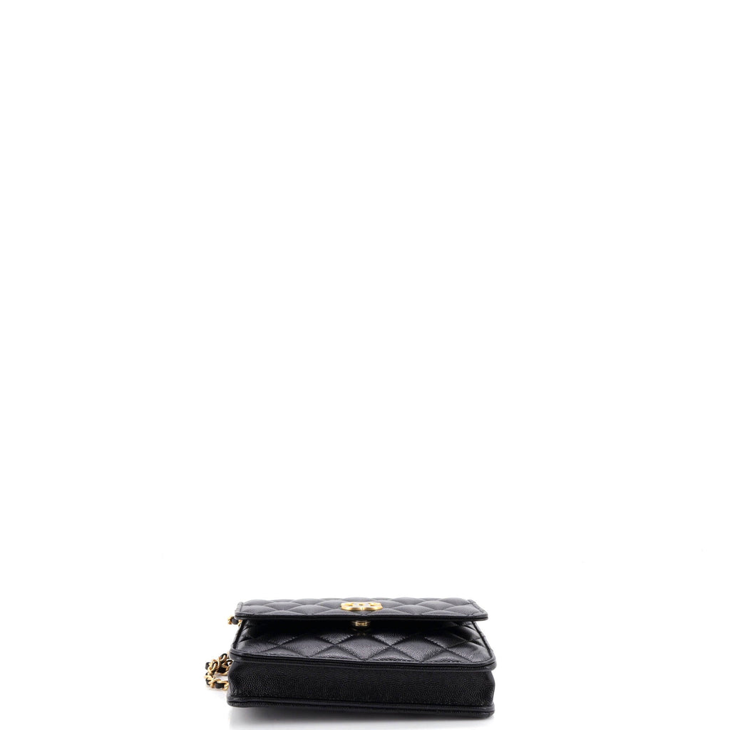 Roller Skate and Star Charms Wallet on Chain Quilted Caviar with Crystals and Enamel Mini