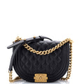 Boy Curved Messenger Bag Quilted Caviar Small
