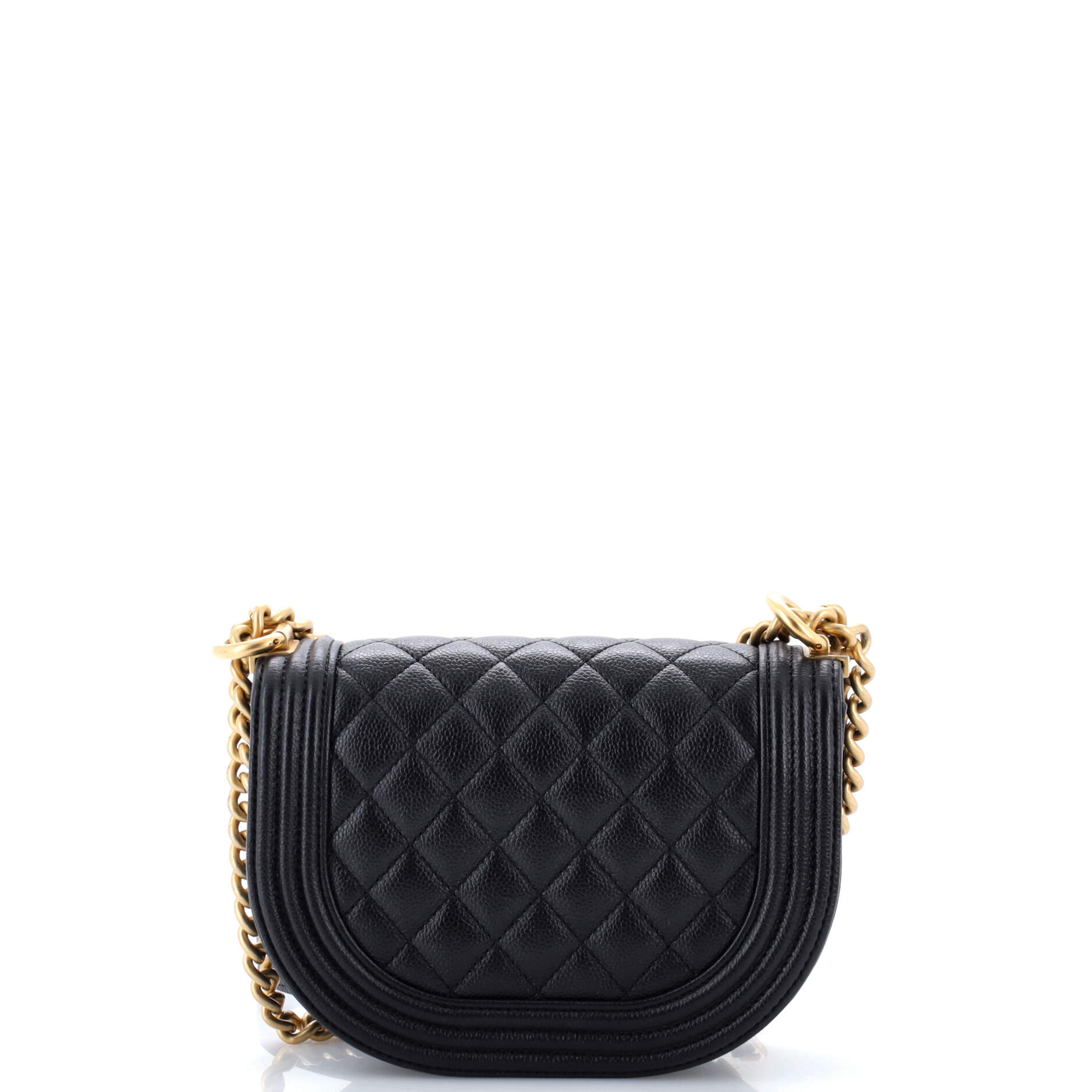 Boy Curved Messenger Bag Quilted Caviar Small