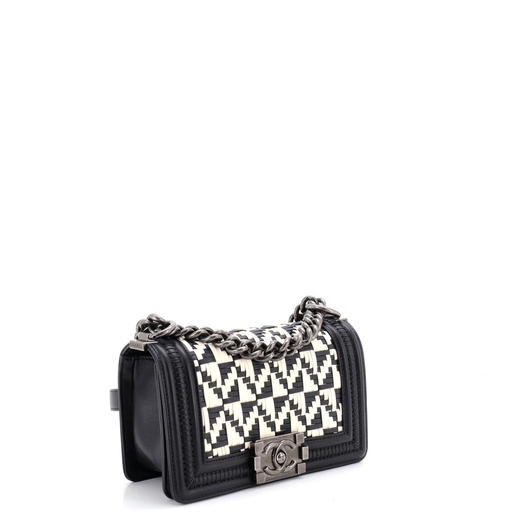 Boy Flap Bag Woven Calfskin Small