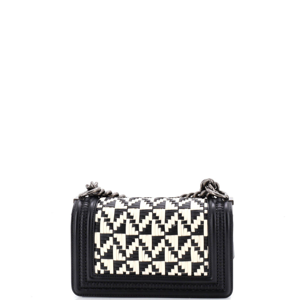 Boy Flap Bag Woven Calfskin Small