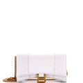 Hourglass Chain Wallet Crocodile Embossed Leather