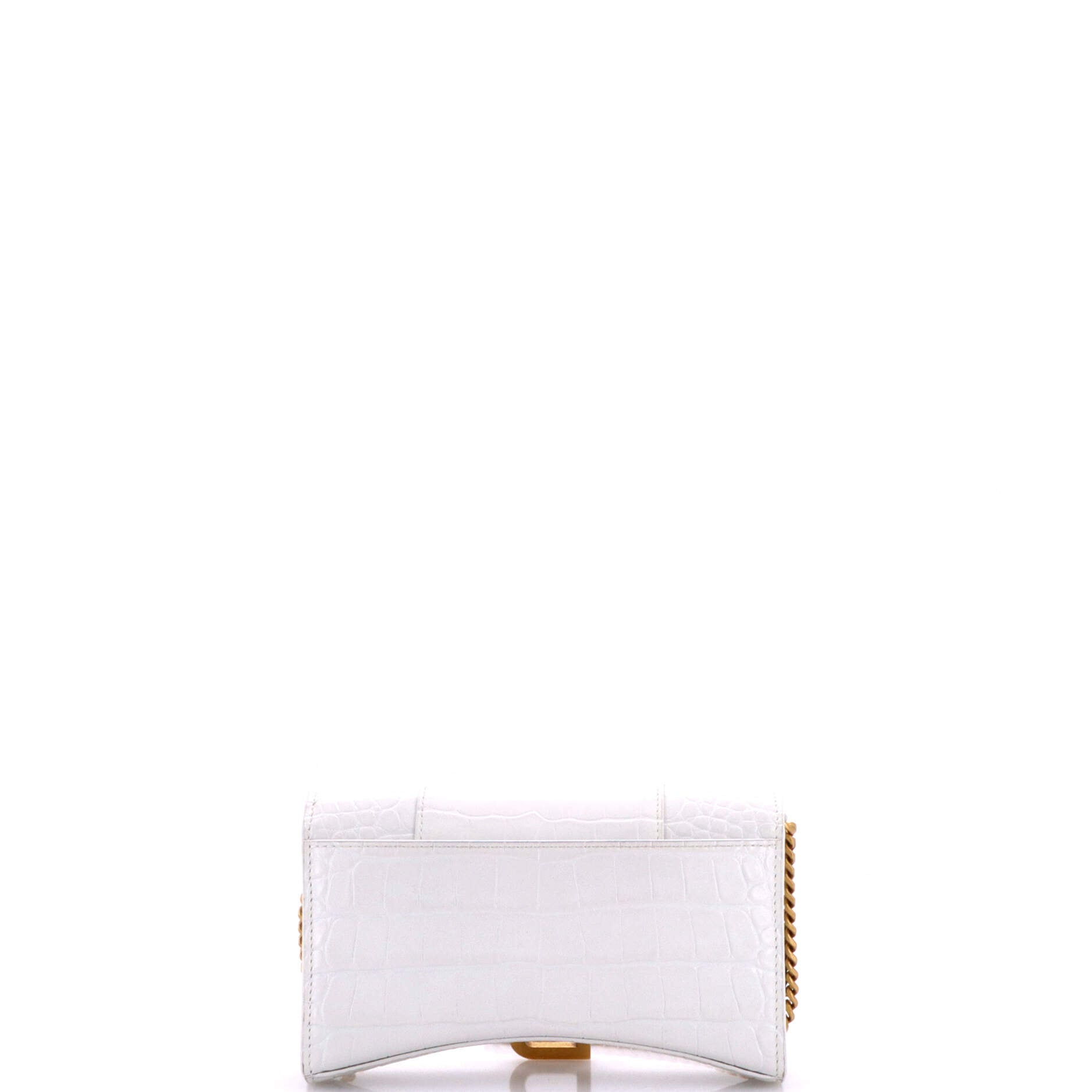 Hourglass Chain Wallet Crocodile Embossed Leather
