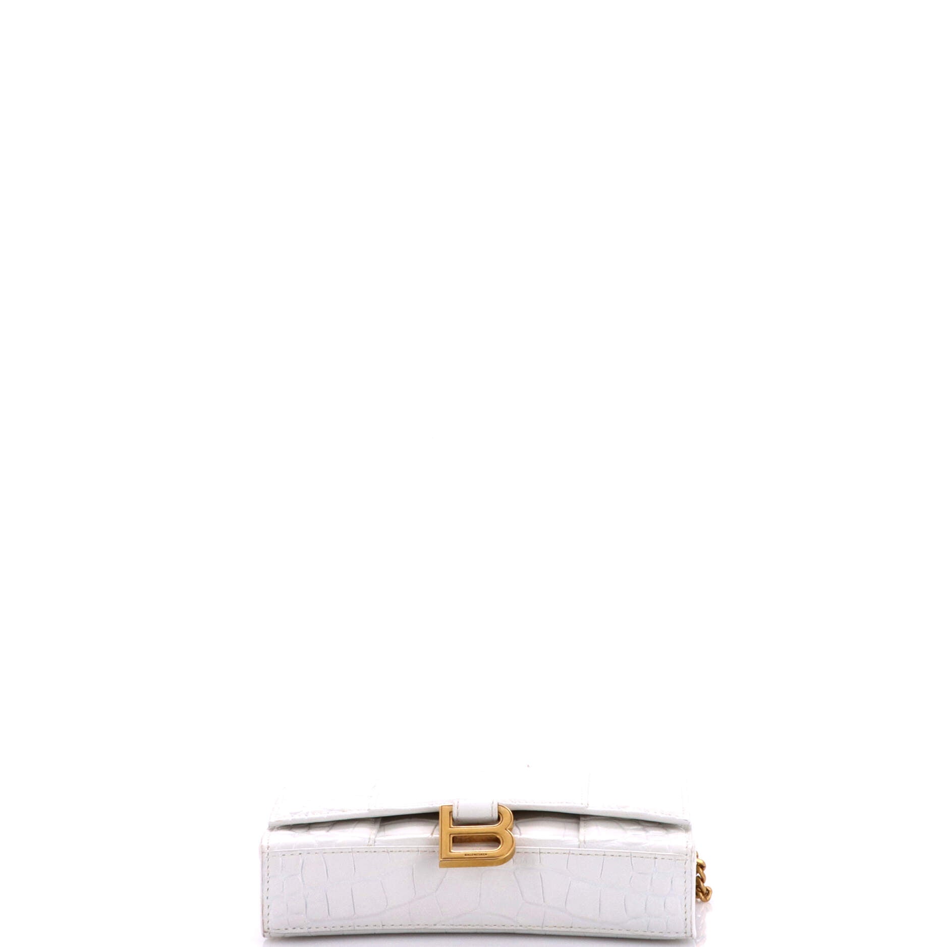 Hourglass Chain Wallet Crocodile Embossed Leather