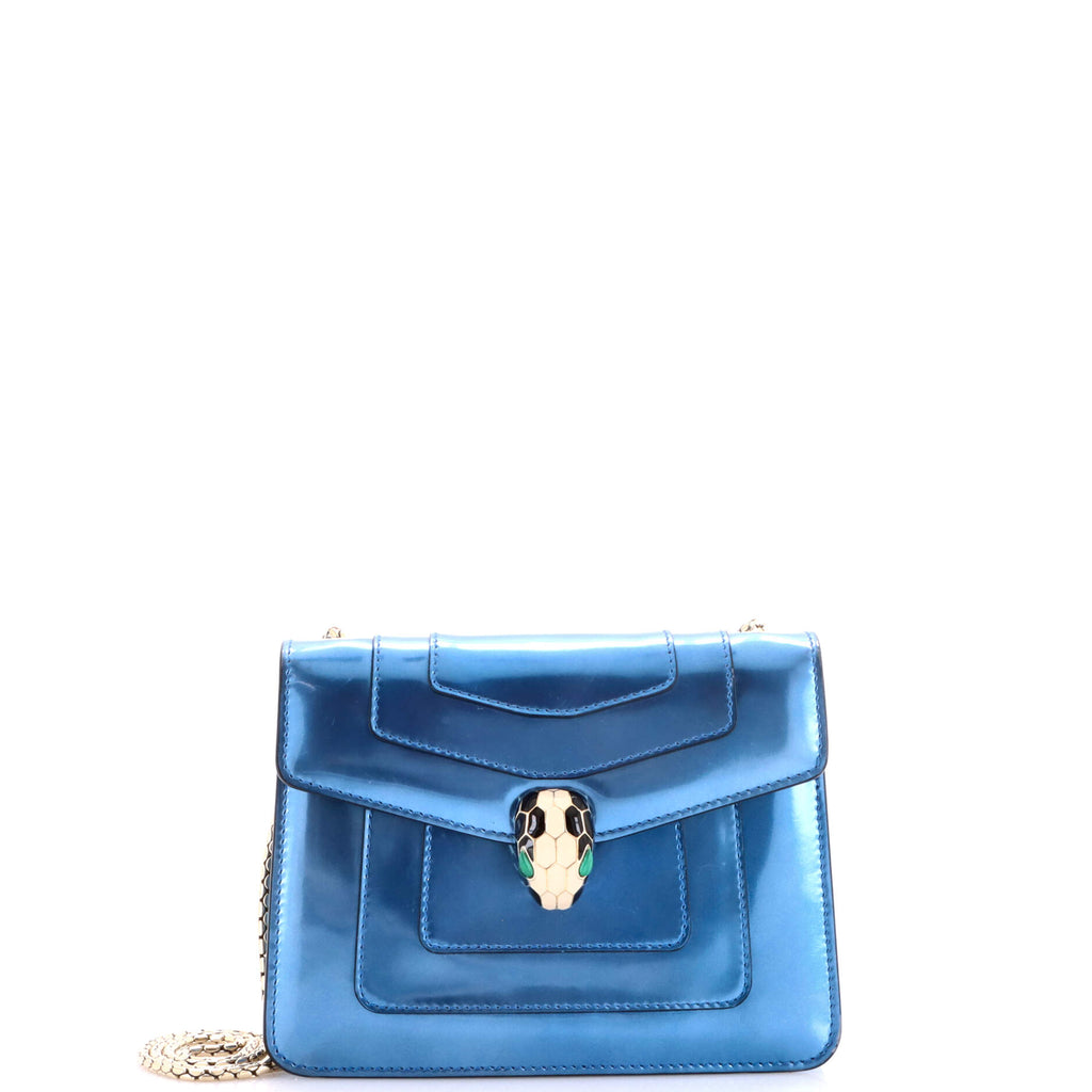 Serpenti Forever Square Shoulder Bag Metallic Leather Small