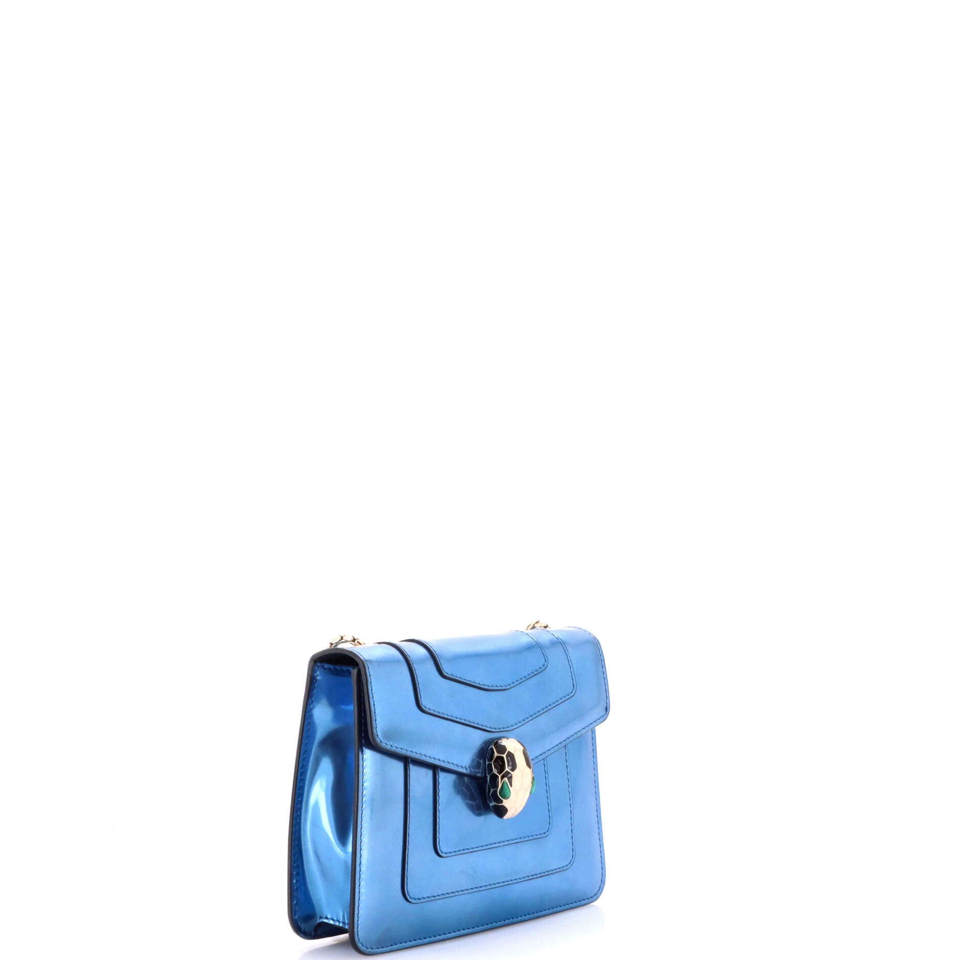 Serpenti Forever Square Shoulder Bag Metallic Leather Small